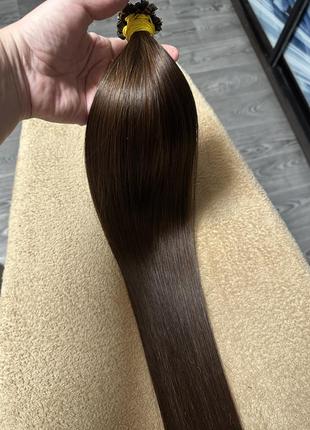 Натуральный волос славянка люкс, темный каштан цвет 65 см 105 грамм 6000