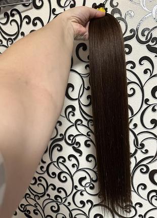 Натуральный волос славянка люкс, темный каштан цвет 65 см 105 грамм 6000