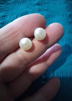 Серьги пусеты мини. жемчуг  винтаж