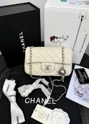 Сумка жіноча chanel beige silver женская сумочка шанель беж срібло