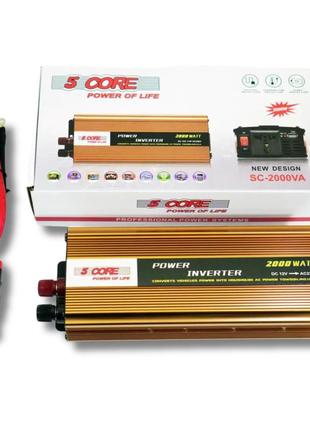 Автомобільний інвертор power inverter перетворювач напруги 2000 w (золотистий)