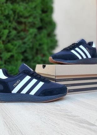 Женские кроссовки adidas iniki черные на черной