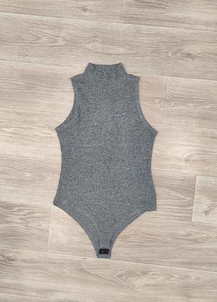 Кофта боді рубчик жіноча сіра стильна boohoo