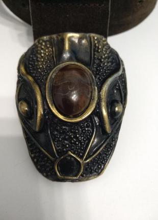 Ремень натуральная замша пряжка голова змеи ручная работа spain бренд lemon