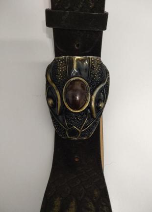 Ремень натуральная замша пряжка голова змеи ручная работа spain бренд lemon