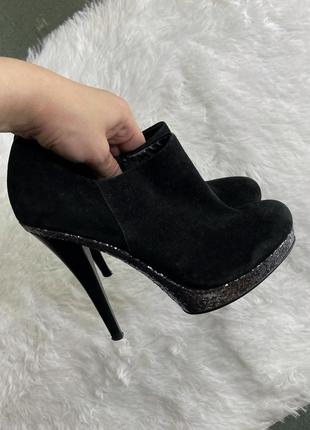 Туфлі чорні замша зі вставками з срібними блискітками moda in pelle2 фото