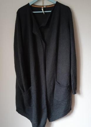 Жіночий мохеровий кардиган темно- болотного кольору , великий розмір white stuff, 16.(50р-р).