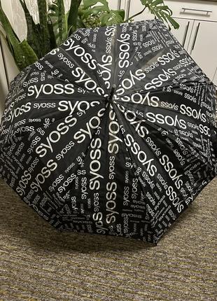 Зонт-трость syoss полуавтомат зонтик широкий черный с белой надписью