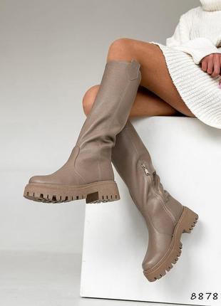 Сапоги женские беж, натуральная кожа зима