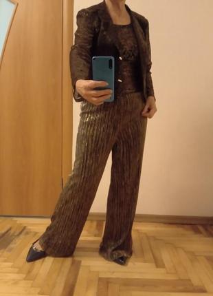Красивые блестящие штаны, костюм, размер 10-12