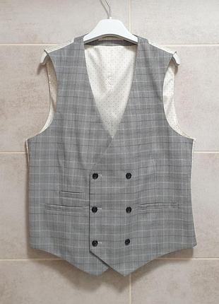 Burton - 50-52 - m-l - двобортна сіра у клітинку 02s12qgry  жилетка чоловіча класична жилет костюмна