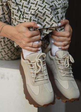 Женские кроссовки samanta beige/brown
