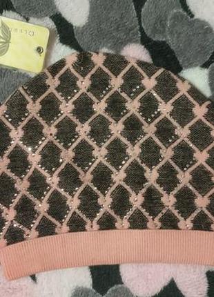 Шапка подростковая женская осень-весна розовая