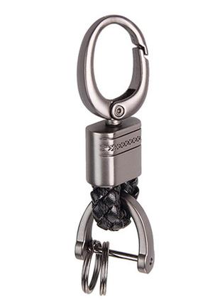 Брелок шкір. зам. плетений з карабіном mini чорний