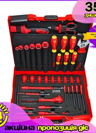 Набор инструмента vde 42ед. toptul электроизолированный для авто и дома gl-55