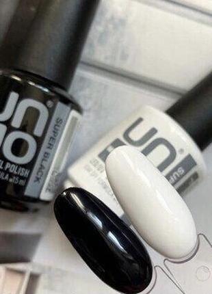 Кольорові гель-лаки super white / super black, 15 мл, з високим вмістом пігменту