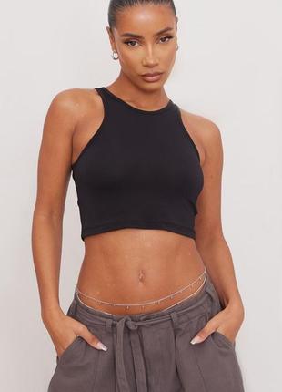 Уроп топ майка боксерка чорна prettylittlething plt