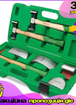 Набор рихтовочных молотков toptul 7 ед. металлические оправки. gl-55