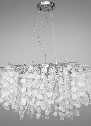 Дизайнерська кришталева люстра гліцинія на 10 ламп, срібного кольору
