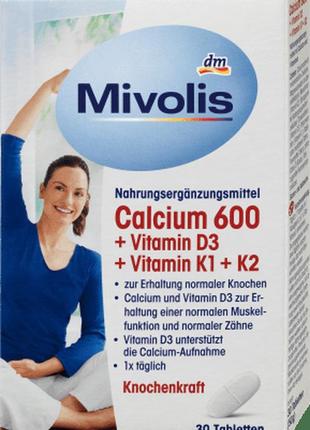 Витамины для костей кальций 600 + витамин d3 + к1 + к2 mivolis calcium 600 + vitamin d3 + k1 + k2, 30 шт