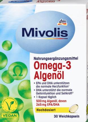 Омега 3 з маслом водорослей mivolis omega-3 algenöl, kapseln 30 st., 30 st