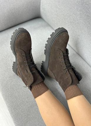 Замшевые ботинки шоколад берцы