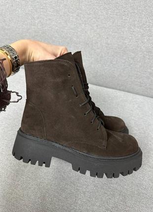Замшевые ботинки шоколад берцы