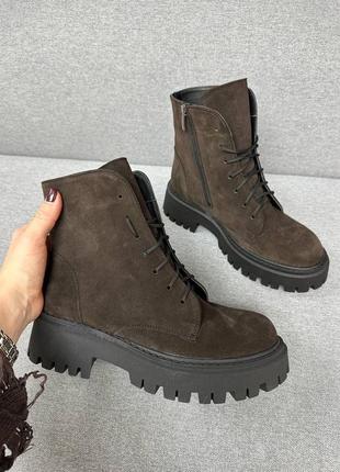 Замшевые ботинки шоколад берцы