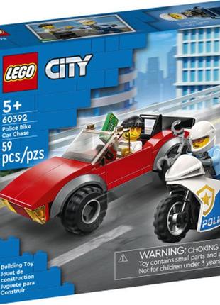 Конструктор lego city переслідування автомобіля на поліцейському мотоциклі (60392)