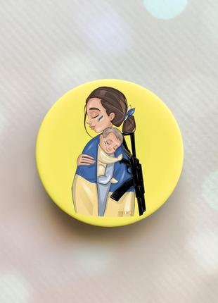 Держатель для смартфона / планшета попсокет popsocket желтый :: девушка-защитница (принт 20)