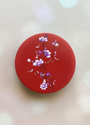 Тримач для смартфона / планшета попсокет popsocket червоний :: гілочка квітів (принт 278)