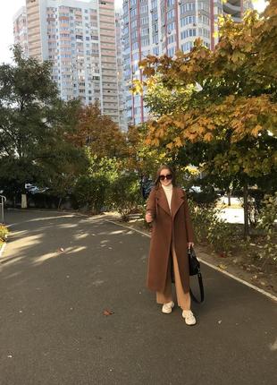 Пальто коричневое женское пальто удлиненное пальто