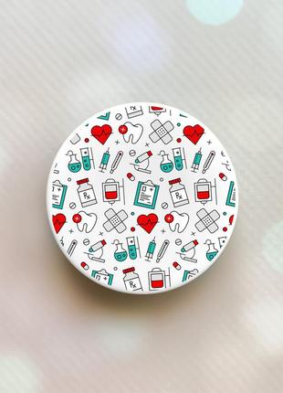 Держатель для смартфона / планшета попсокет popsocket белый :: медицинский фон (принт 290)