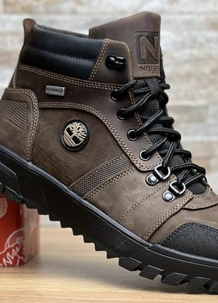 Зимние кожаные кроссовки на меху timberland boulder trail hiking