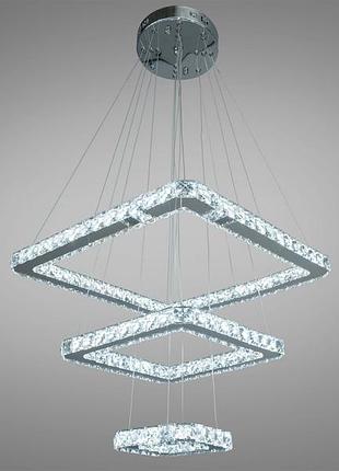 Сучасна підвісна кришталева світлодіодна люстра на тросах, 75w, хром