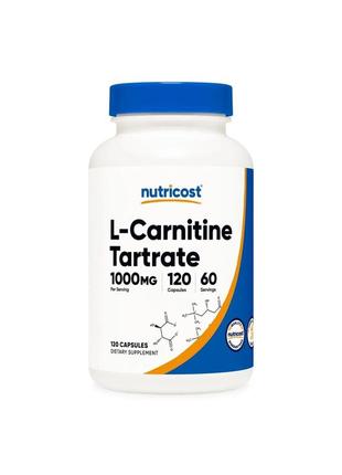 L-карнітин 1000 мг (l-carnitine tartrate) nutricost 120 капсул