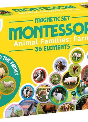 Магнітний набір dodo монтессорі. родини тварин: ферма. 36 магнітів (200271)
