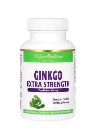 Гинкго билоба усиленного действия 120 мг (ginkgo biloba) paradise herbs 60 вегетарианских капсул