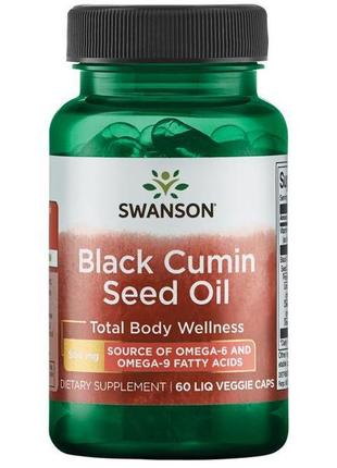 Олія чорного кмину 500 мг (black cumin seed oil) swanson 60 капсул