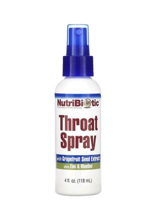 Спрей для горла з екстрактом насіння грейпфрута, цинком і ментолом (throat spray) nutribiotic 118 мл