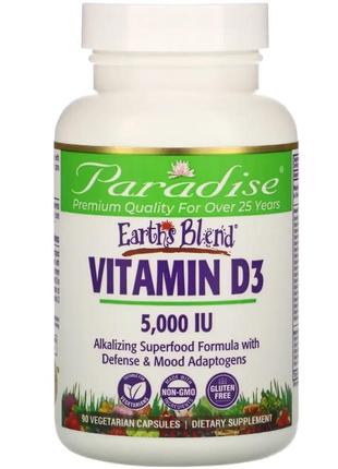 Вітамін d3 5000 мо + суміш овочів і ягід + пробіотики (vitamin d3) paradise herbs 90 капсул
