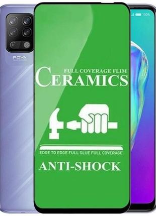 Захисне скло-плівка fiji ceramics для tecno pova (ld7) повна проклейка чорний