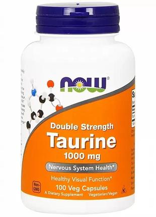 Таурин 1000 мг для поддержания здоровья нервной системы (taurine) now foods 100 растительных капсул