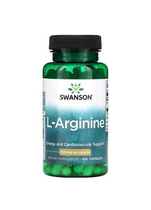 L-аргінін 500 мг (l-arginine) swanson 100 капсул