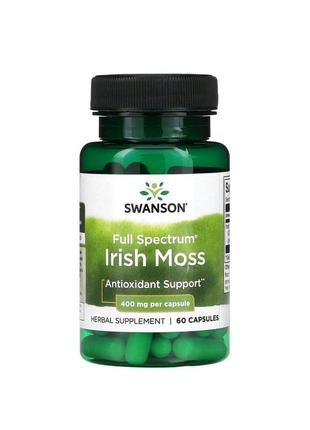 Ирландский мох антиоксидантная поддержка 400 мг (irish moss) swanson 60 капсул
