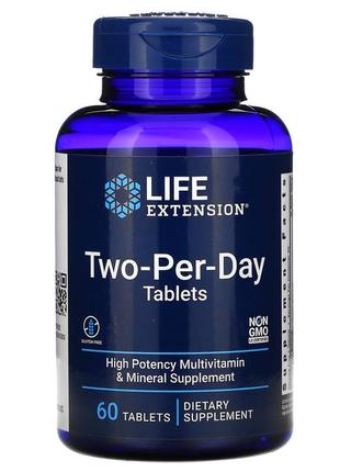 Мультивітаміни для дорослих (two-per-day) life extension 60 таблеток