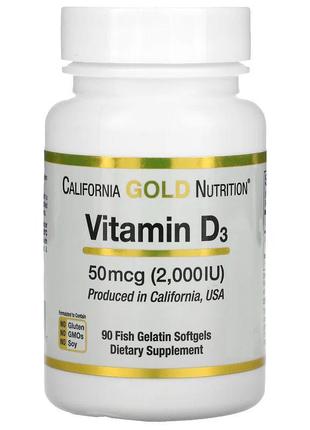 Вітамін д3 california gold nutrition vitamin d3 2000 мо для здоровя кісток зубів імунітету 90 капсул