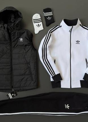 Зимний спортивный костюм tour adidas+жилетка. теплый спортивный костюм на флисе адидас с жилеткой