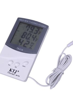 Цифровий термометр гігрометр ta 318 + виносний датчик температури