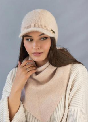 Женский комплект бейсболка и косынка «долорес» (4955-5) кремовый